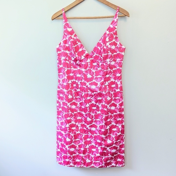 Milly Pink White Daisy Floral Midi Dress - Picture 1 of 10